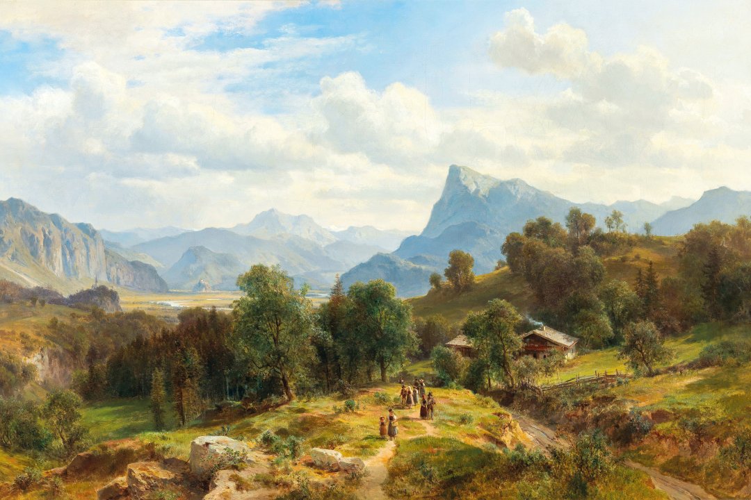 Ludwig Halauska View of the Alps from Maienfeld in Graubuenden towards Liechtenstein